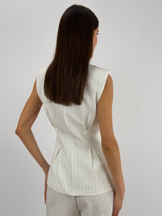 Completo Gessato con Gilet Bianco