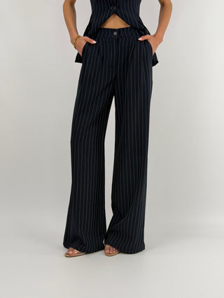 Completo Gessato con Gilet Blu