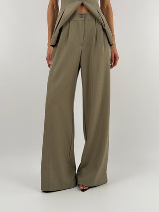 Completo Gessato con Gilet Khaki