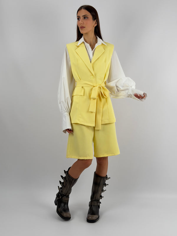 Coordinato Gilet e Bermuda Giallo