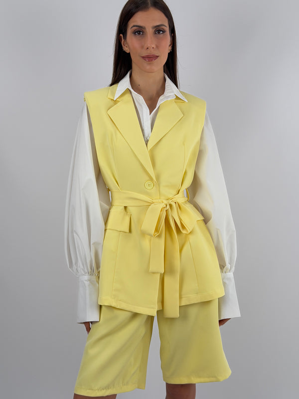 Coordinato Gilet e Bermuda Giallo