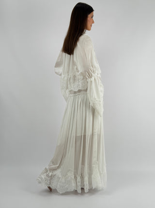 Set Blusa e Gonna con Pizzo Bianco