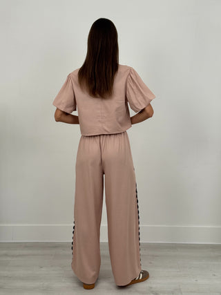 Coordinato T-Shirt e Pantalone Waves Rosa Antico
