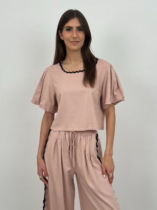 Coordinato T-Shirt e Pantalone Waves Rosa Antico