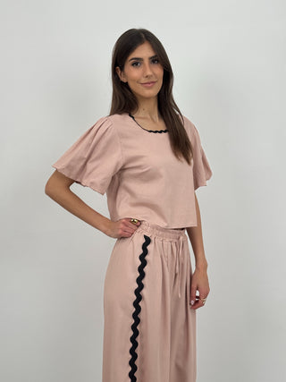 Coordinato T-Shirt e Pantalone Waves Rosa Antico