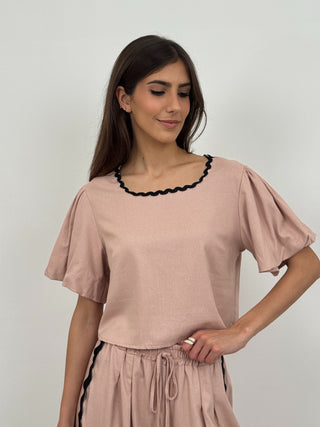 Coordinato T-Shirt e Pantalone Waves Rosa Antico