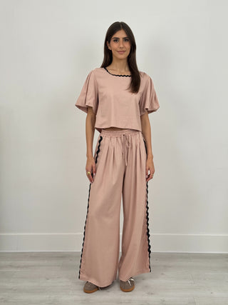 Coordinato T-Shirt e Pantalone Waves Rosa Antico