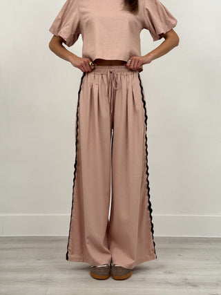 Coordinato T-Shirt e Pantalone Waves Rosa Antico