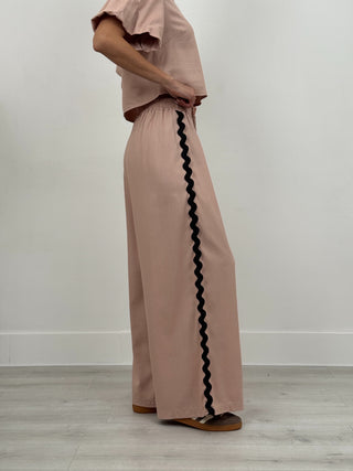Coordinato T-Shirt e Pantalone Waves Rosa Antico