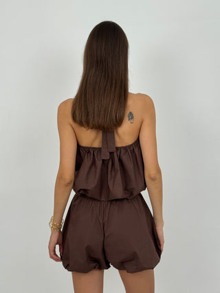 Set Coord Top e Shorts Fluffy Marrone