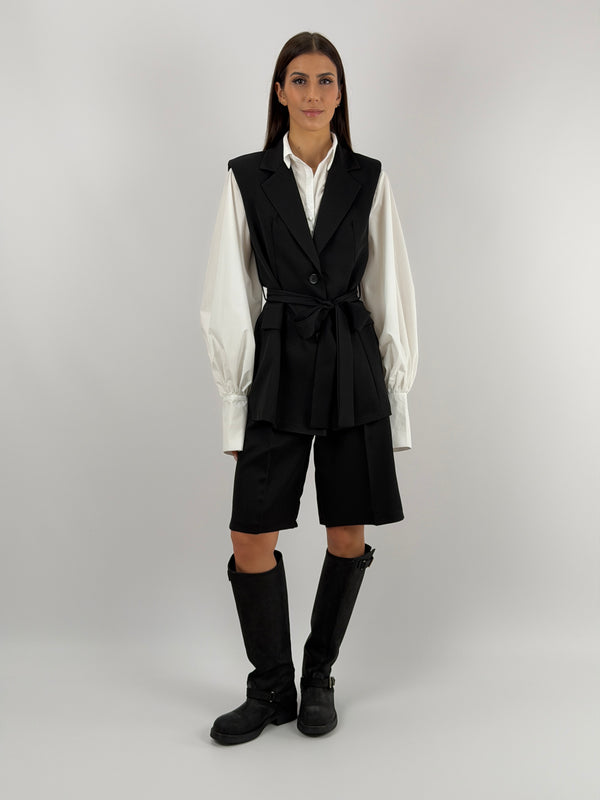Coordinato Gilet e Bermuda Nero