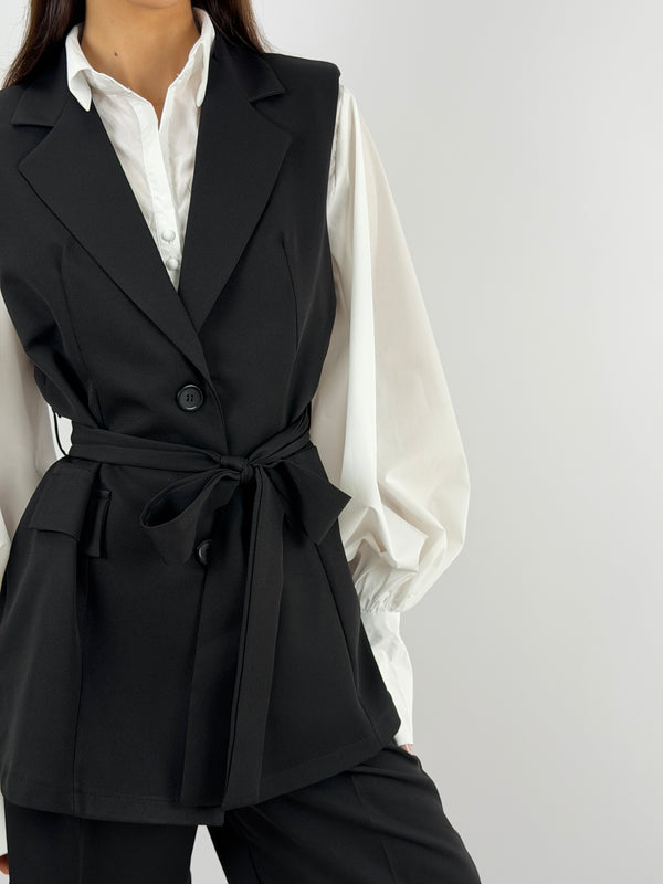 Coordinato Gilet e Bermuda Nero