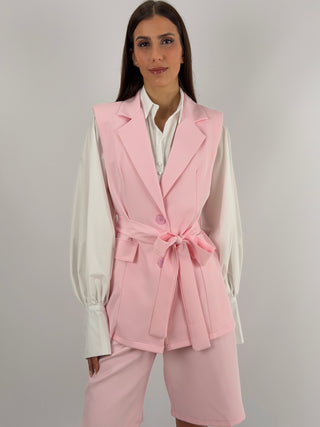 Coordinato Gilet e Bermuda Rosa