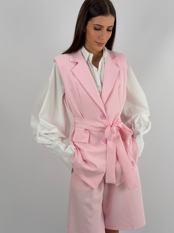 Coordinato Gilet e Bermuda Rosa