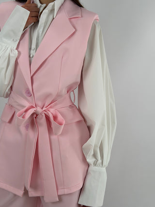 Coordinato Gilet e Bermuda Rosa