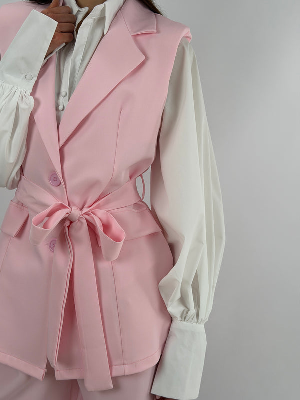 Coordinato Gilet e Bermuda Rosa