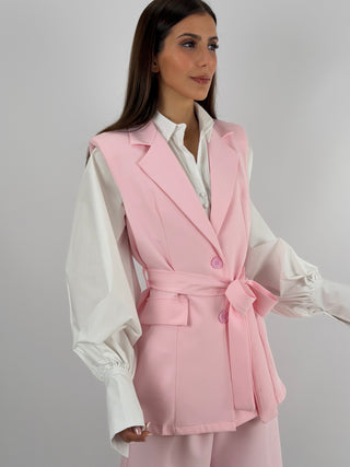 Coordinato Gilet e Bermuda Rosa