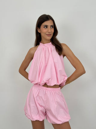 Set Coord Top e Shorts Fluffy Rosa