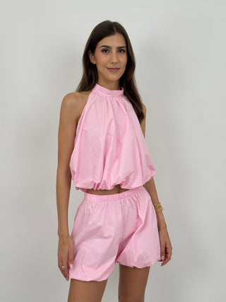 Set Coord Top e Shorts Fluffy Rosa