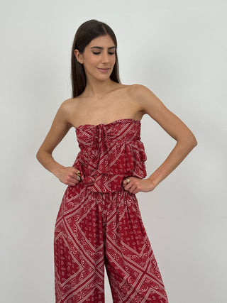 Set Coord Top e Pantalone Bandana Rosso