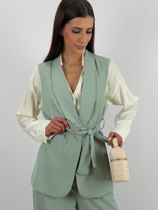 Completo Gilet e Pantalone Verde Salvia