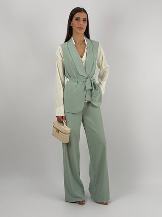 Completo Gilet e Pantalone Verde Salvia
