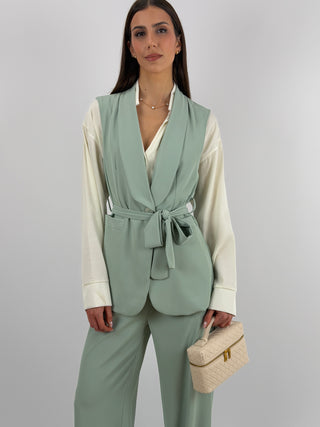 Completo Gilet e Pantalone Verde Salvia