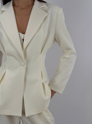 Tailleur con Blazer Avvitato Crema