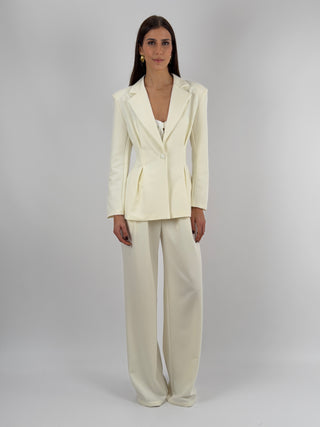 Tailleur con Blazer Avvitato Crema