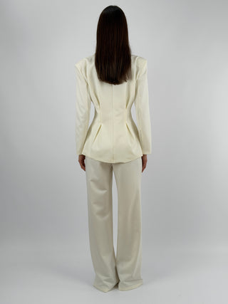 Tailleur con Blazer Avvitato Crema