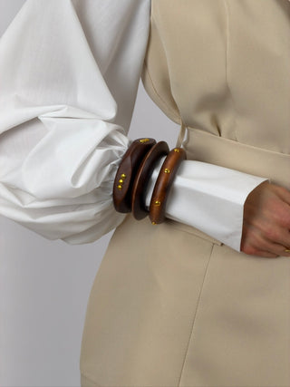 Set 3 Bracciali in Legno Marrone