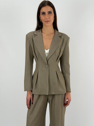 Tailleur con Blazer Avvitato Greige