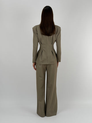 Tailleur con Blazer Avvitato Greige