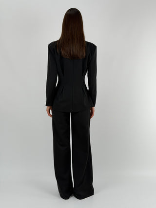 Tailleur con Blazer Avvitato Nero