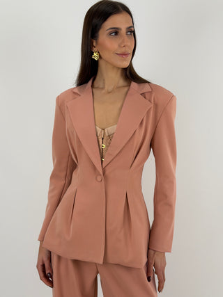 Tailleur con Blazer Avvitato Rosa Antico