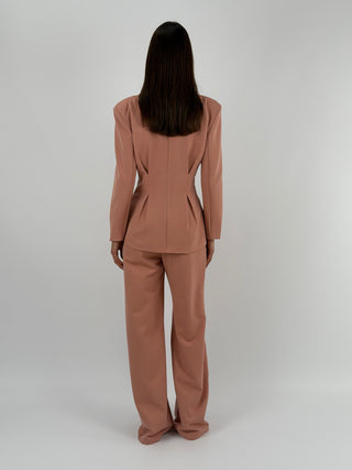 Tailleur con Blazer Avvitato Rosa Antico