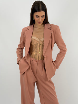 Tailleur con Blazer Avvitato Rosa Antico