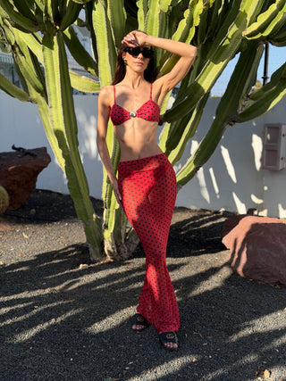 Set Bikini e Gonna a Pois Rosso
