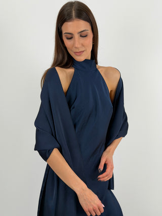 Stola in Satin Blu