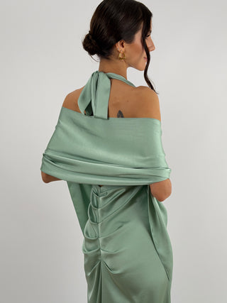 Stola in Satin Verde Salvia