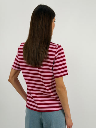 Maglia Polo a Righe Rosa e Rosse Lumina