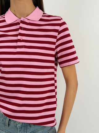 Maglia Polo a Righe Rosa e Rosse Lumina
