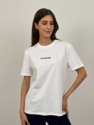 T-Shirt Lumina Bianca con Ricamo "TOUT EST POESIE"