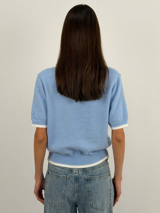 Polo in Maglia Azzurra