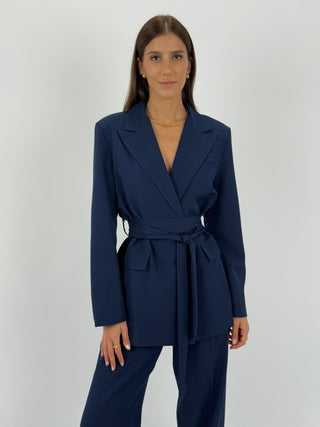 Completo Giacca e Pantalone Amelia con Cintura Blu