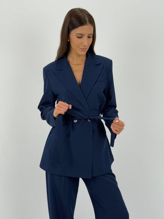 Completo Giacca e Pantalone Amelia con Cintura Blu