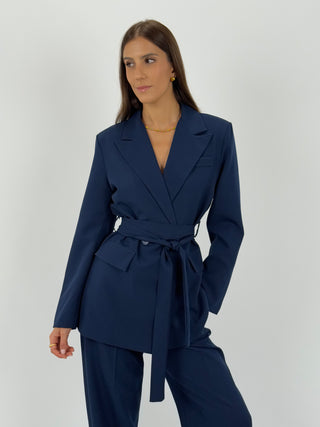 Completo Giacca e Pantalone Amelia con Cintura Blu
