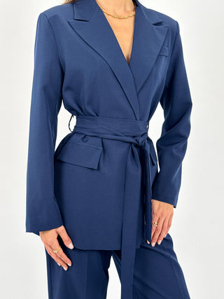 Completo Giacca e Pantalone Amelia con Cintura Blu