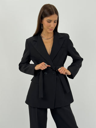 Completo Giacca e Pantalone Amelia con Cintura Nero