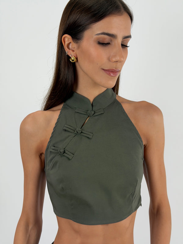 Top Mandarin Verde Militare Lumina